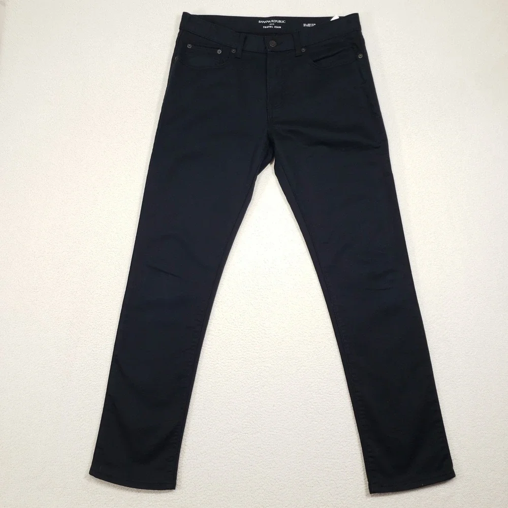 Banana Republic Traveler Pant Mens 31x32 Black Slim Fit Straight Stretch 494005